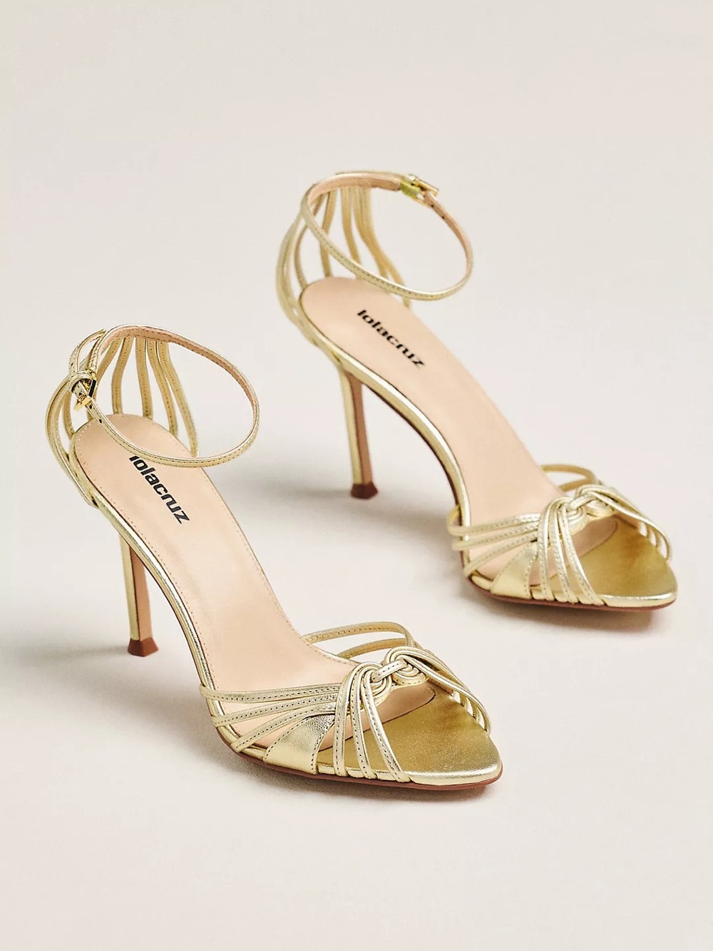 LOLA CRUZ STRAPPY POINTED-TOE HEELS